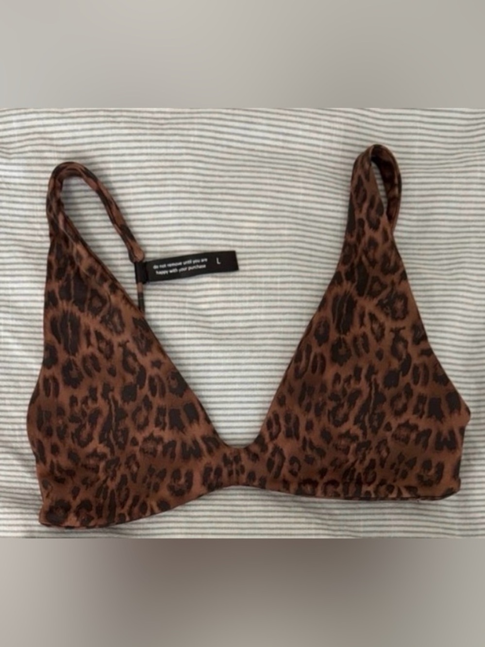 Arke Leopard Print Brown V-Neck Bikini Top